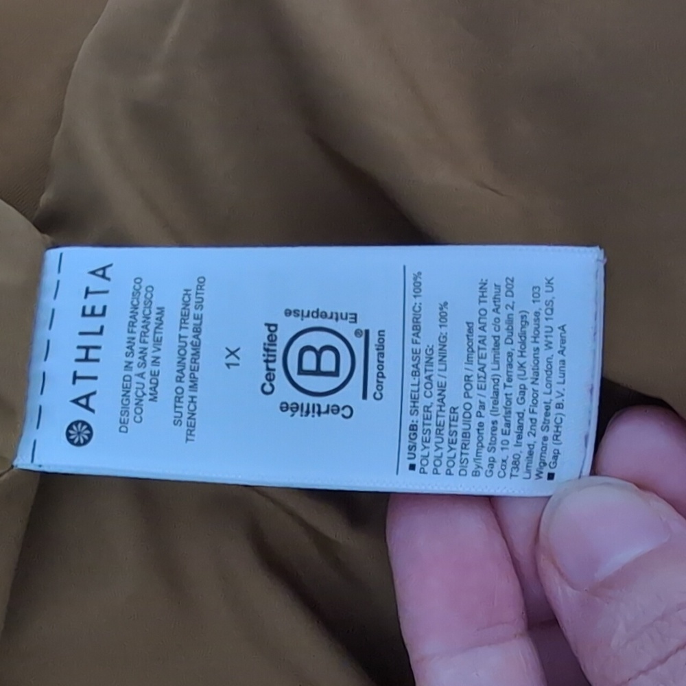 Athleta RainOut Sutro Long Trench Jacket Rain Jacket Mustard Yellow Size 1X - Picture 15 of 16